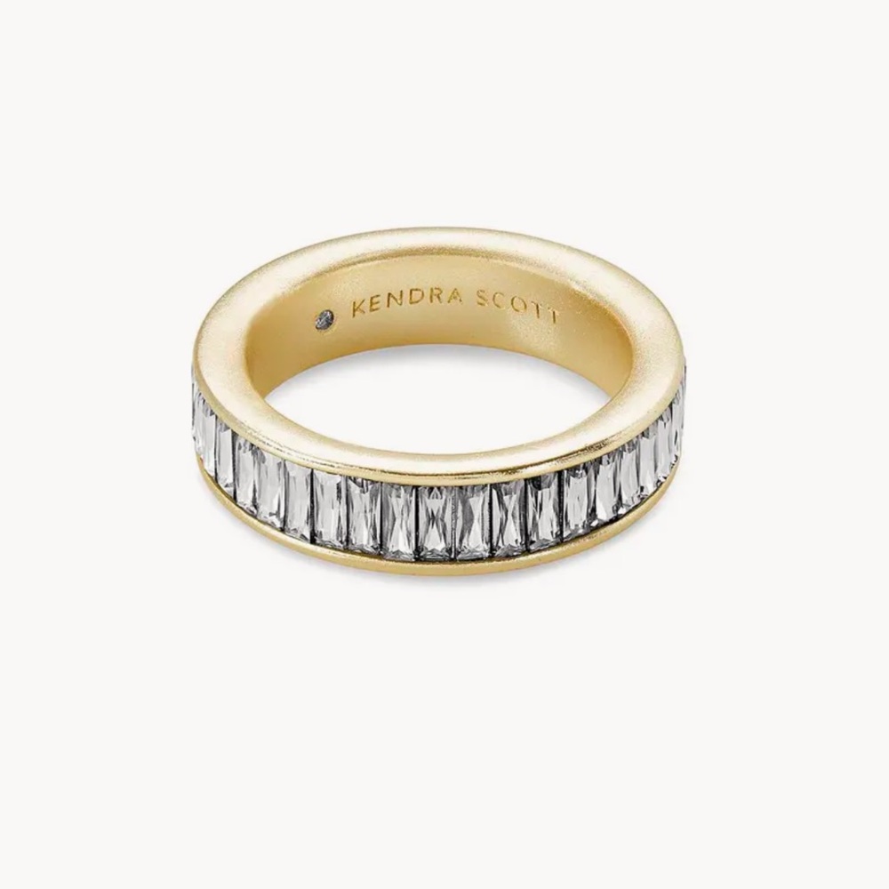 Jack Gold Band Ring in White Crystal